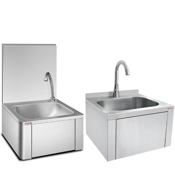 DUBAI Hotel restaurant stainless steel knee operated hand basin portable commercial wall mounted washing sink factory