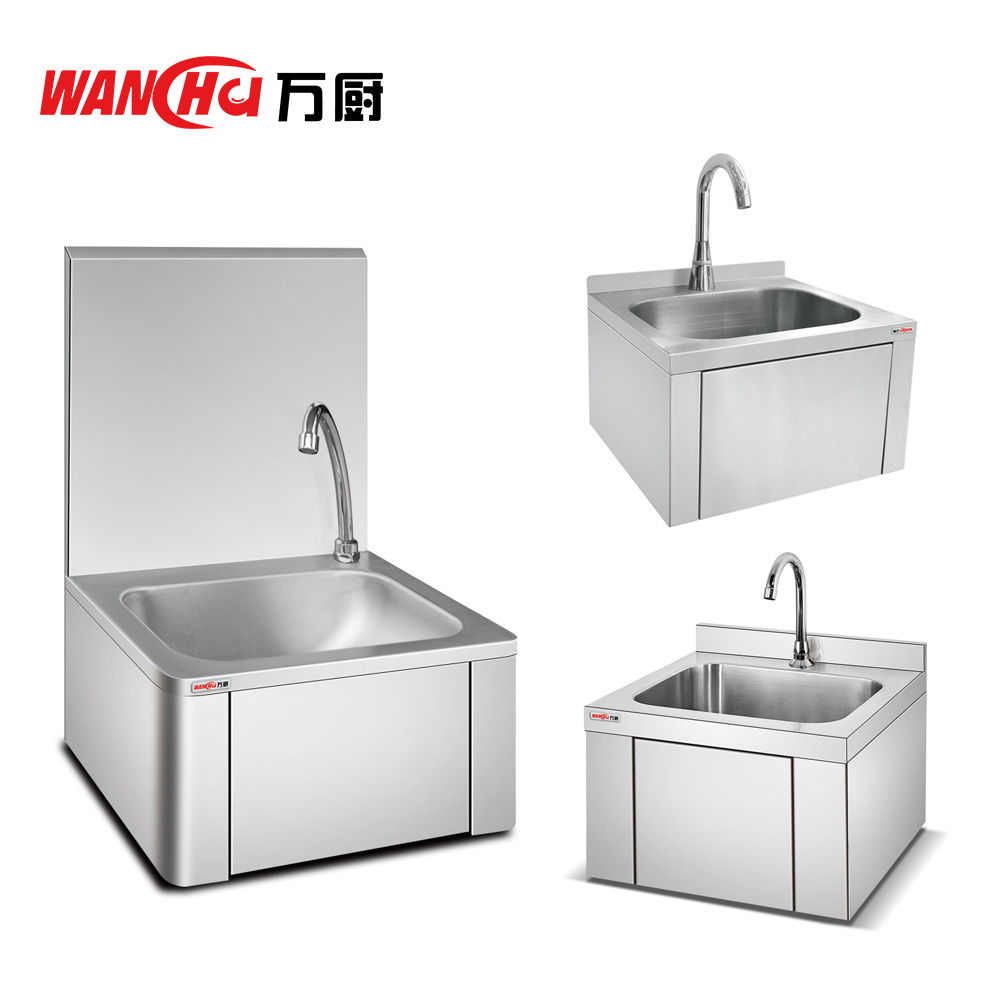 DUBAI Hotel restaurant stainless steel knee operated hand basin portable commercial wall mounted washing sink factory