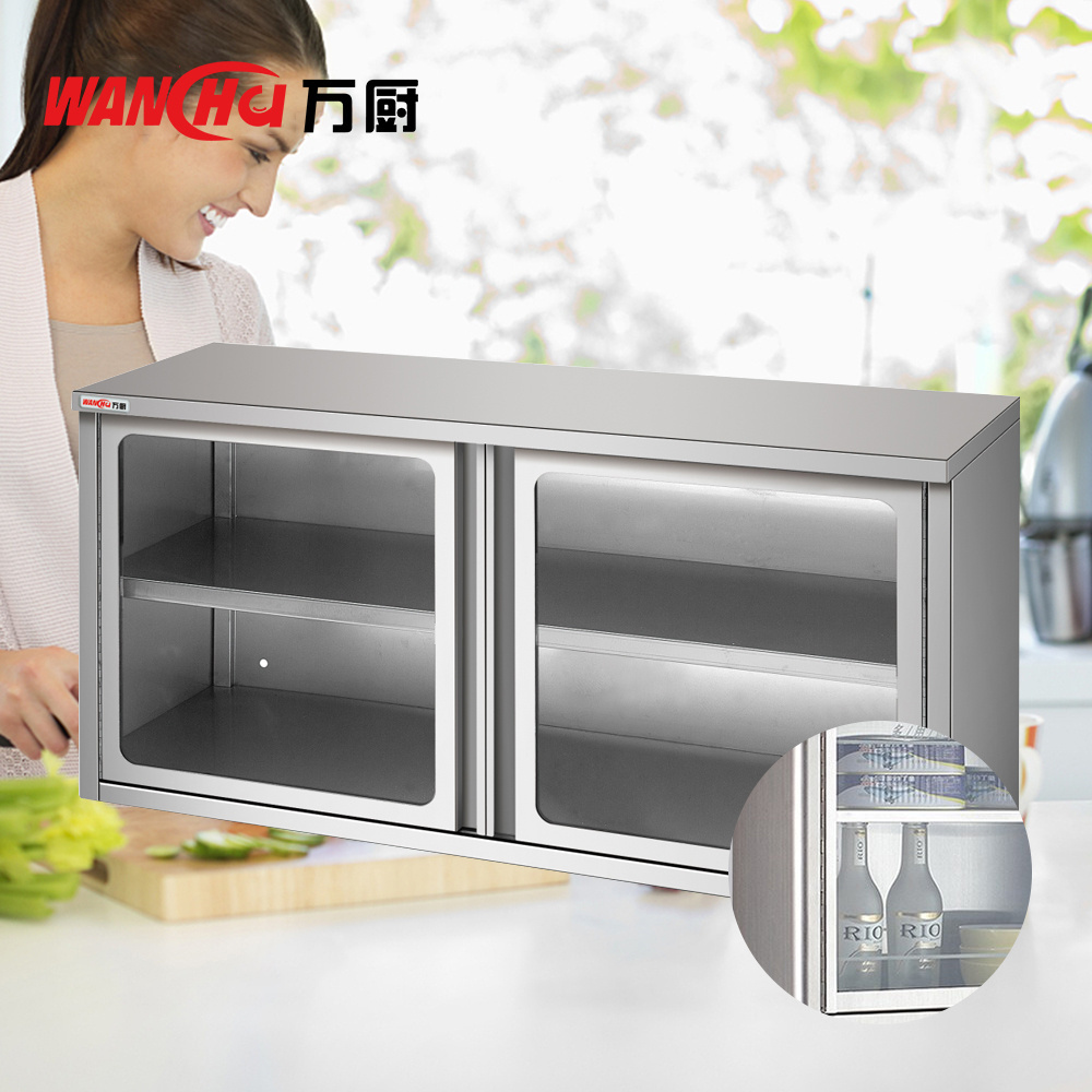 Stainless Steel Restaurant Kitchen Supplier Commercial Wall Mounted Kitchen Cabinet Sets Furniture with Sliding Doors