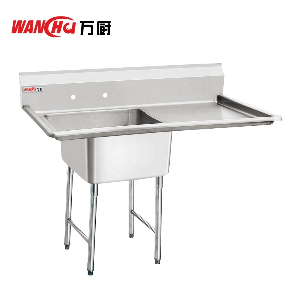 American Style Stainless Steel Commercial Kitchen 2 Compartment Sink Restaurant Customized Double Sink Table With Drainboard