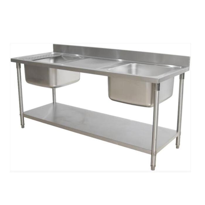 Stainless Steel Industrial Customized Kitchen Sink Work Bench in Australia Commercial Restaurant Sink Table with Under Shelf