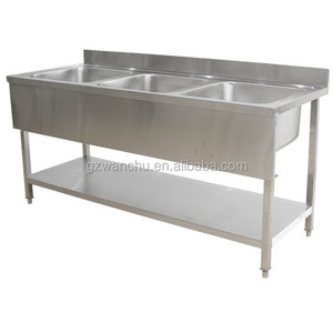 Stainless Steel Industrial Customized Kitchen Sink Work Bench in Australia Commercial Restaurant Sink Table with Under Shelf