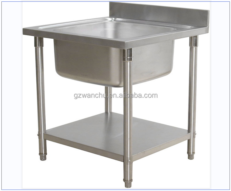 Stainless Steel Industrial Customized Kitchen Sink Work Bench in Australia Commercial Restaurant Sink Table with Under Shelf