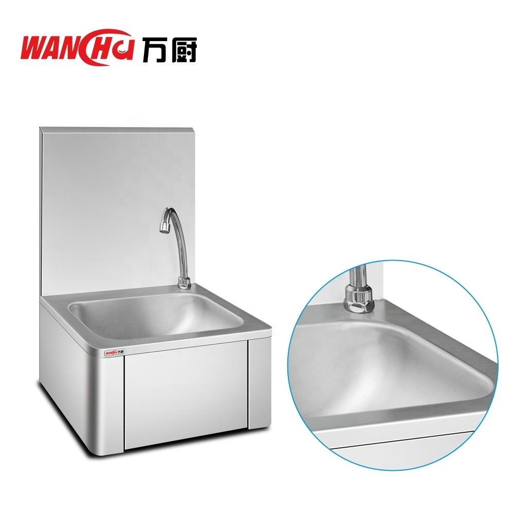 Stainless steel industrial knee operated hand washing sinks wash basin wall mounted basin sinks hotel restaurant