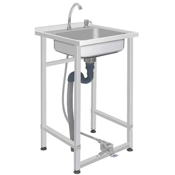 Stainless steel industrial knee operated hand washing sinks wash basin wall mounted basin sinks hotel restaurant