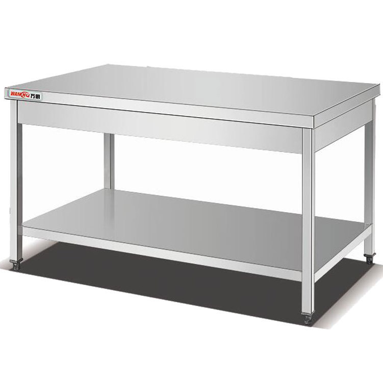 Stainless Steel Double Tiers Kitchen Working Table With Back Splash For Restaurant/Assembly Square Tube Commercial Work Table