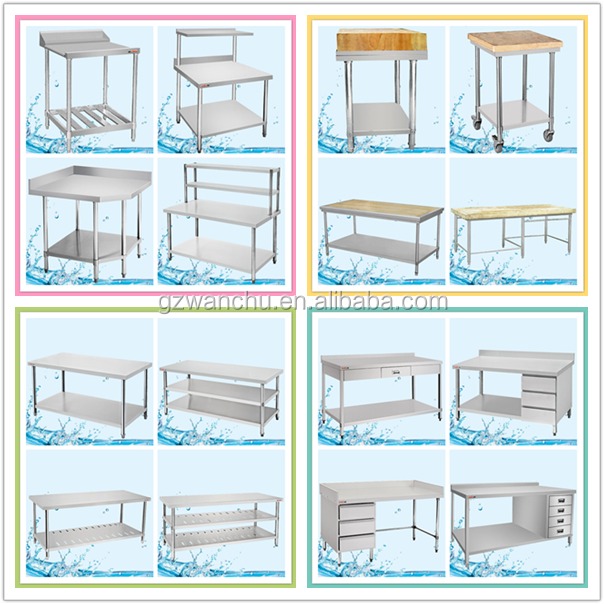 Commercial Stainless Steel Prep Table SUS 201 304 Restaurant Pizza Salad Bar Kitchen Work Table with Back Splash Equipment