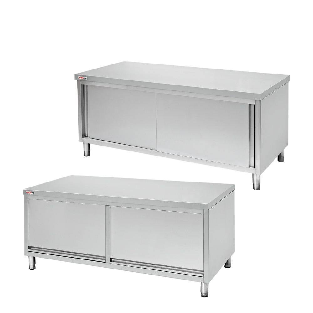 Hotel Restaurant Customized Kitchen Bench Cabinet/Food Prep Stainless Steel Work Table with Drawer Cabinet Counter with Door