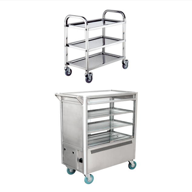 Electric Restaurant Stainless Steel Food Service Display Trolley/Electric Food Warmer Cart/Dessert Transport Cart Snack Trolley