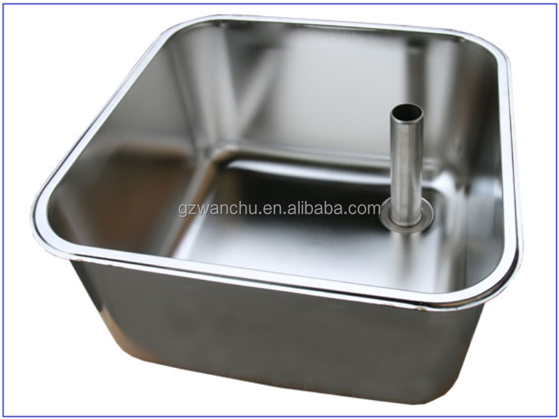 Industrial 304 Stainless Steel Punching Single Bowl Sink Guangzhou Factory Saudi Commercial Pressed Sink Basin Kitchen Equipment