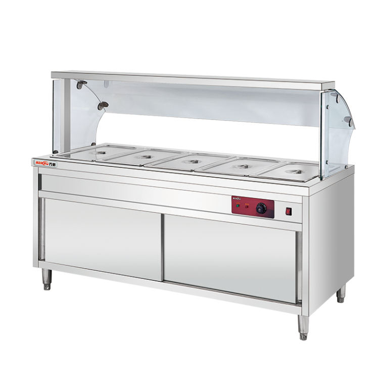 Factory American Restaurant Buffet Kitchen Food Display Warmer Steam Table Electric Bain Marie Showcase with Glass Cover