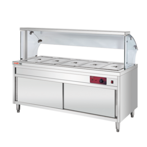 Factory American Restaurant Buffet Kitchen Food Display Warmer Steam Table Electric Bain Marie Showcase with Glass Cover