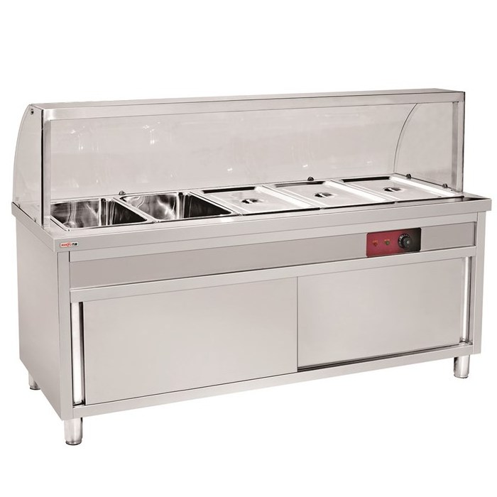 Factory American Restaurant Buffet Kitchen Food Display Warmer Steam Table Electric Bain Marie Showcase with Glass Cover