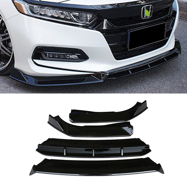 Carbon fiber pattern 4-piece front bumper splitter spoiler lip exterior kit for honda accord 2018-2020