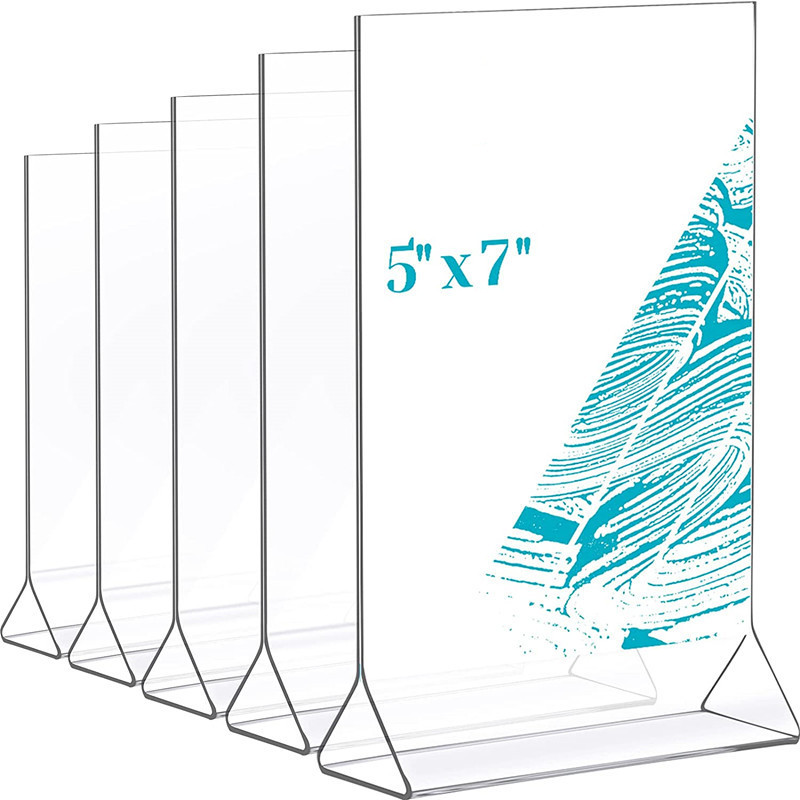 5'' X 7'' Acrylic Desktop Sign Display Stand Restaurant Menu Holder Double Sided Table Stand for Wedding Office School