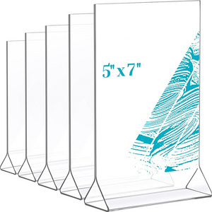 5'' X 7'' Acrylic Desktop Sign Display Stand Restaurant Menu Holder Double Sided Table Stand for Wedding Office School