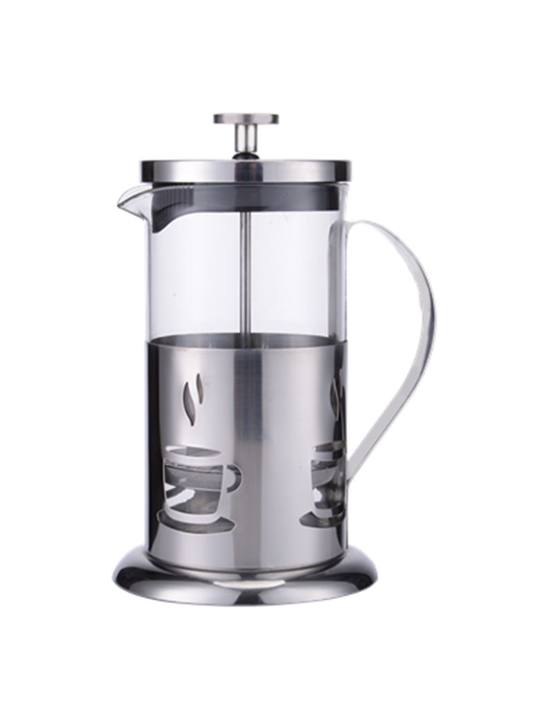 Silver French Press Coffee Maker, Luxury Design French Coffee Press with Heat Resistant Borosilicate Glass