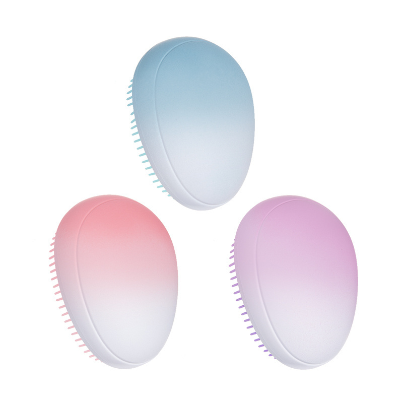 custom Hair Scalp Brush Detangling Wet and Dry Soft Round Teeth Massage Portable Egg Shape Shampoo Brush Comb