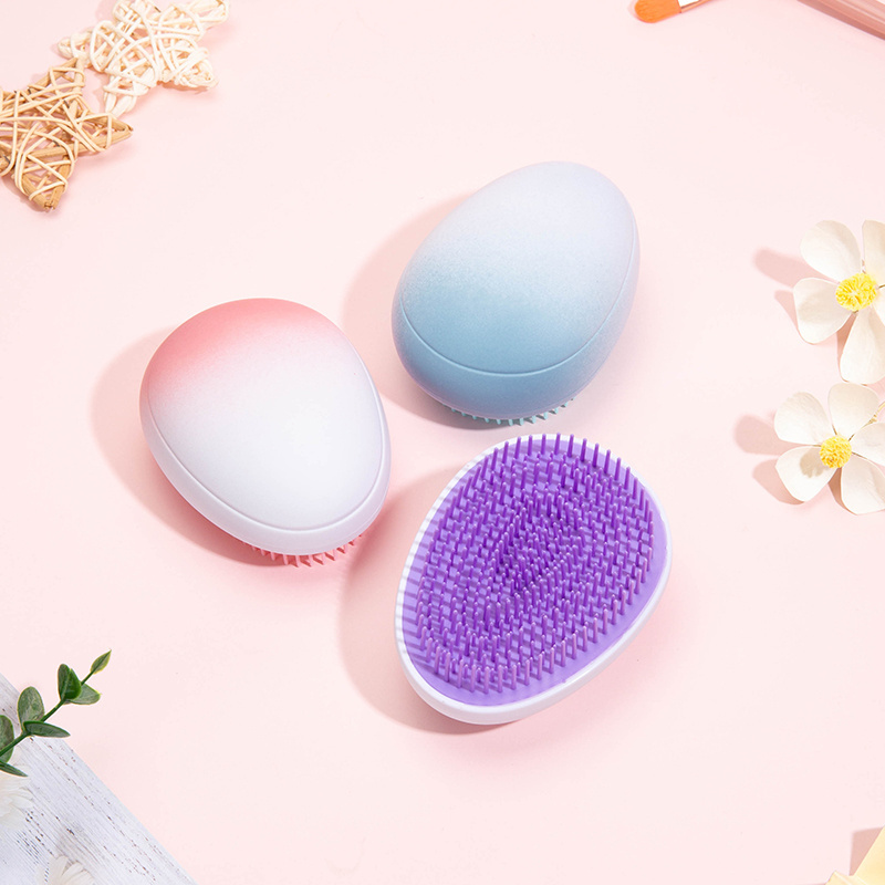 custom Hair Scalp Brush Detangling Wet and Dry Soft Round Teeth Massage Portable Egg Shape Shampoo Brush Comb