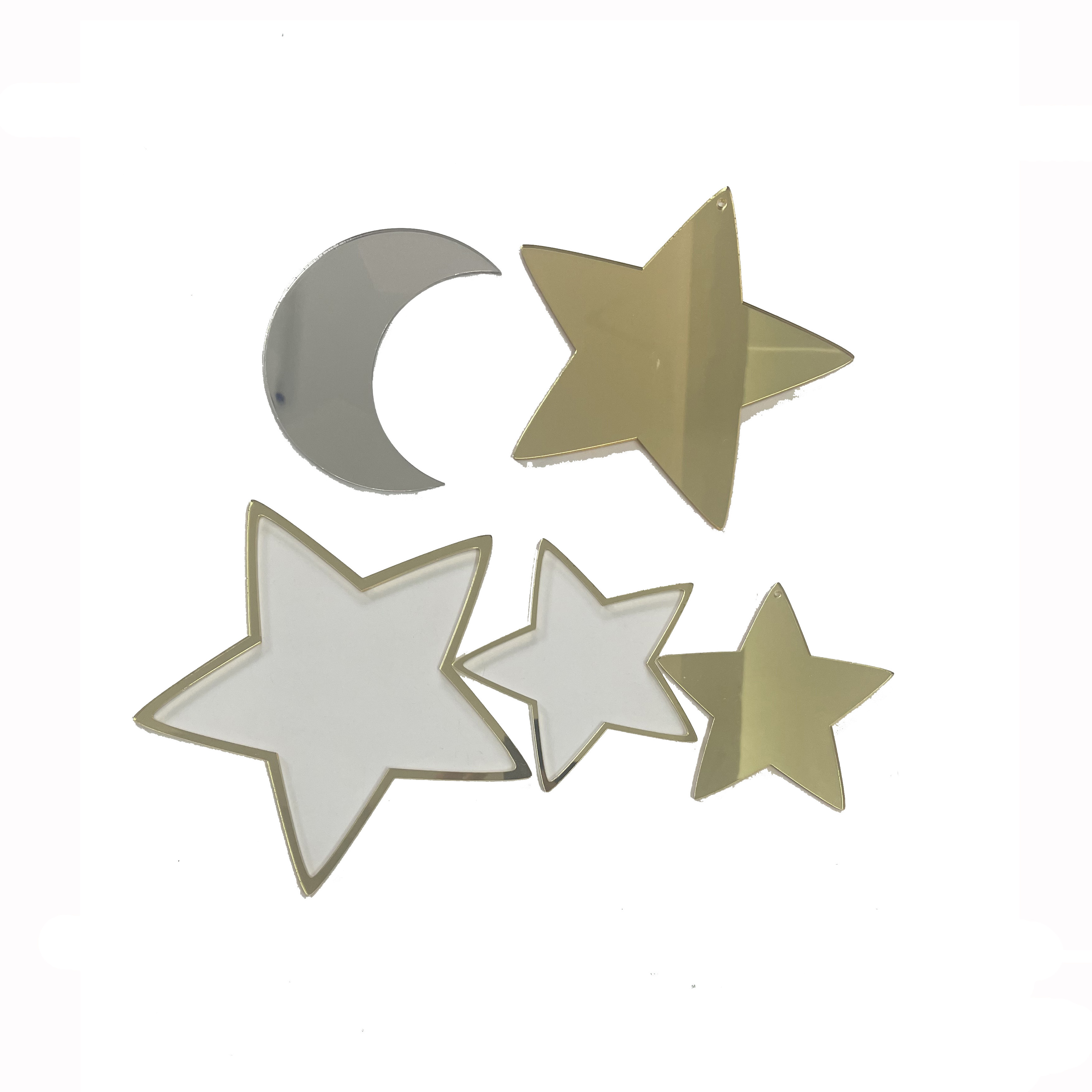 Moon Star Acrylic Mirror Decor Wall Sticker Adhesive Acrylic Mirror Wall Stickers for Home Decor