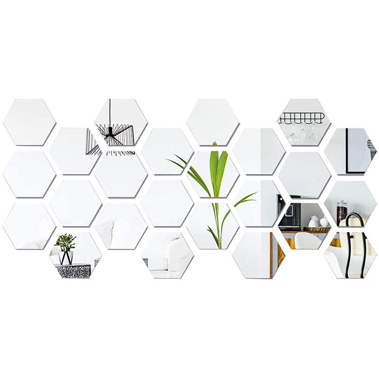 3D Wall Sticker Mirror Removable Acrylic Self Adhesive Mirror Wall Sticker Living Room Decorative Hexagon Mirror Wall Sticker