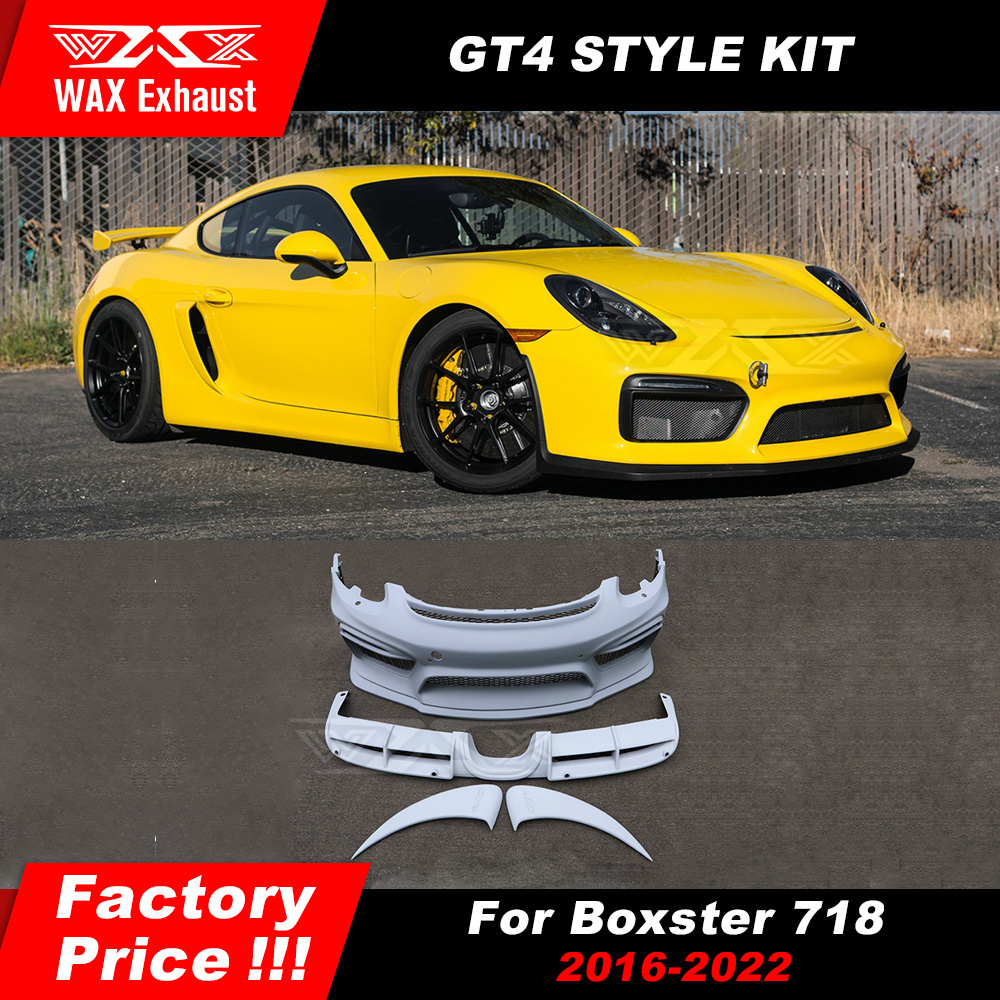 Modified body kit for 2012-2016 cayman boxster 981 987 7182015-2019 GT4 front bumper body kit rear diffuser PP material