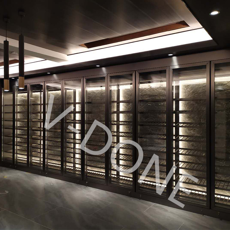 Modern luxury custom stainless steel wine bar cellar wall large wine whiskey glass thermostatic wine storage cabinet living room