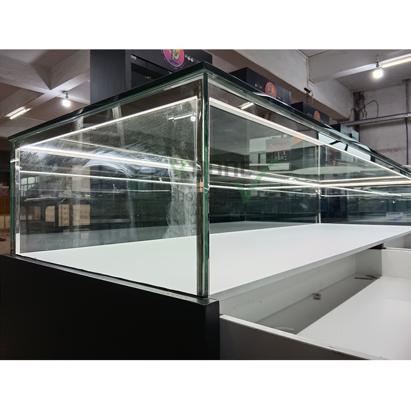 Factory Customized Jewelry Shop Mall Kiosk Tempered Glass Display Showcase Cabinet Jewelry Kiosk For Store Design Decoration