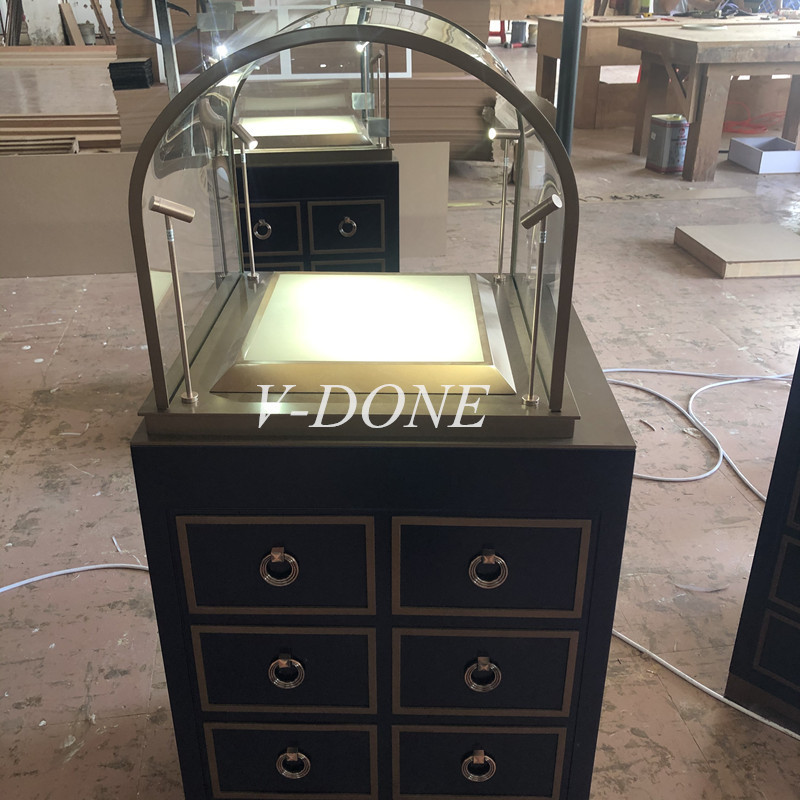 Custom made jewellery glass display cabinet showcase