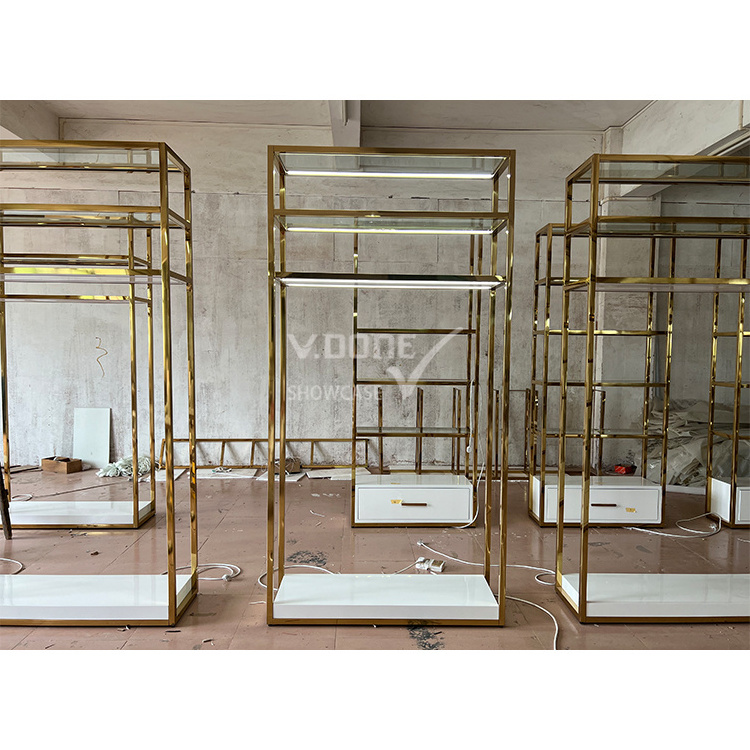 boutique store clothing display rack gold clothes display racks shelf for clothing shop retail metal garment display rack