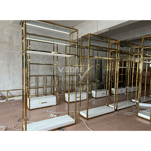 High-end gold Clothing store furniture design retail store metal display racks Shelf Clothes display rack cabinet rack for shop