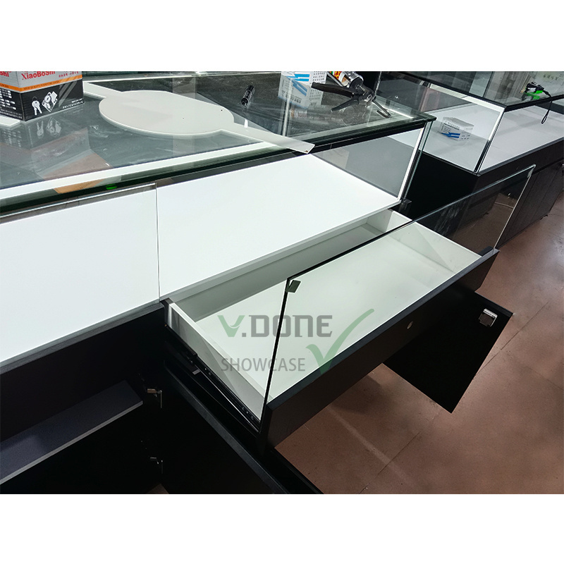 Factory Customized Jewelry Shop Mall Kiosk Tempered Glass Display Showcase Cabinet Jewelry Kiosk For Store Design Decoration