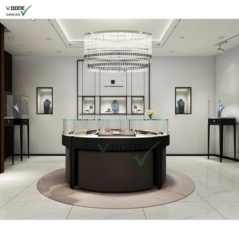 Modern Jewelry Shop Design Luxury Jewelry Shop Display Furniture Portable Jewellery Display Showcase Kiosk in the Mall