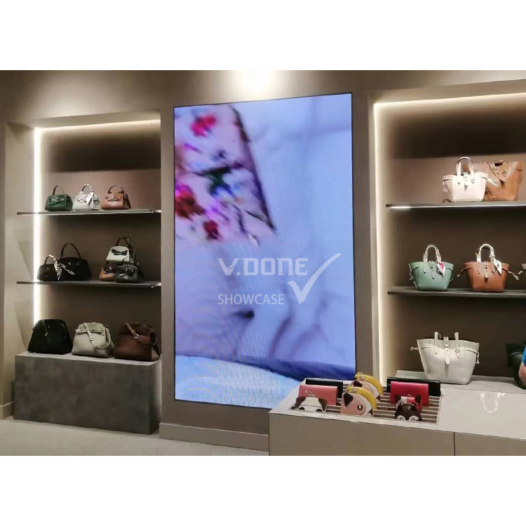 High-end Handbag Store Fixture Bags Shop Interior Design Furniture Wooden Bag Shop Display Cabinet