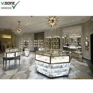 Luxury Wood And Glass Jewelry Display Showcase Design Interior Jewelry Display Cabinet Jewellery Shop Furniture Counter