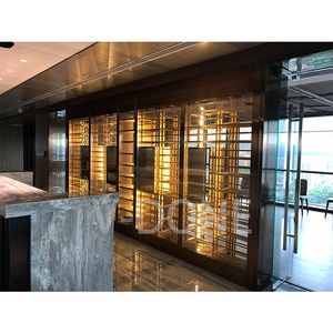 Modern luxury custom stainless steel wine bar cellar wall large wine whiskey glass thermostatic wine storage cabinet living room