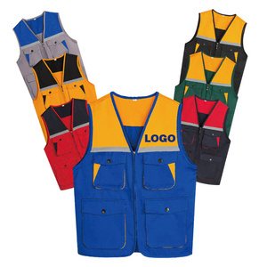 Customized logo photography work vest Waistcoat for fishing reflective work wear multi pockets vest