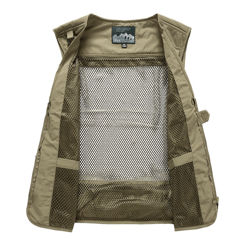 custom print embroidery logo men work cargo photographer black mesh utility Multi-pocket vest