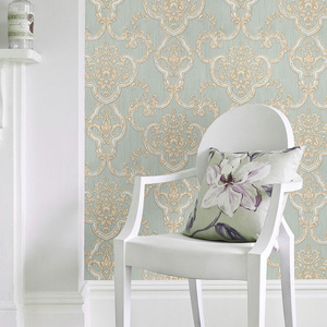 High quality Deep embossing Damask flower wallpaper PVC wall paper vinyl decoration