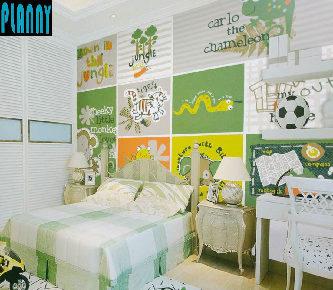 Cats football chameleon dogs Jungle snake kids bedroom customized mural  PVC  wallpaper