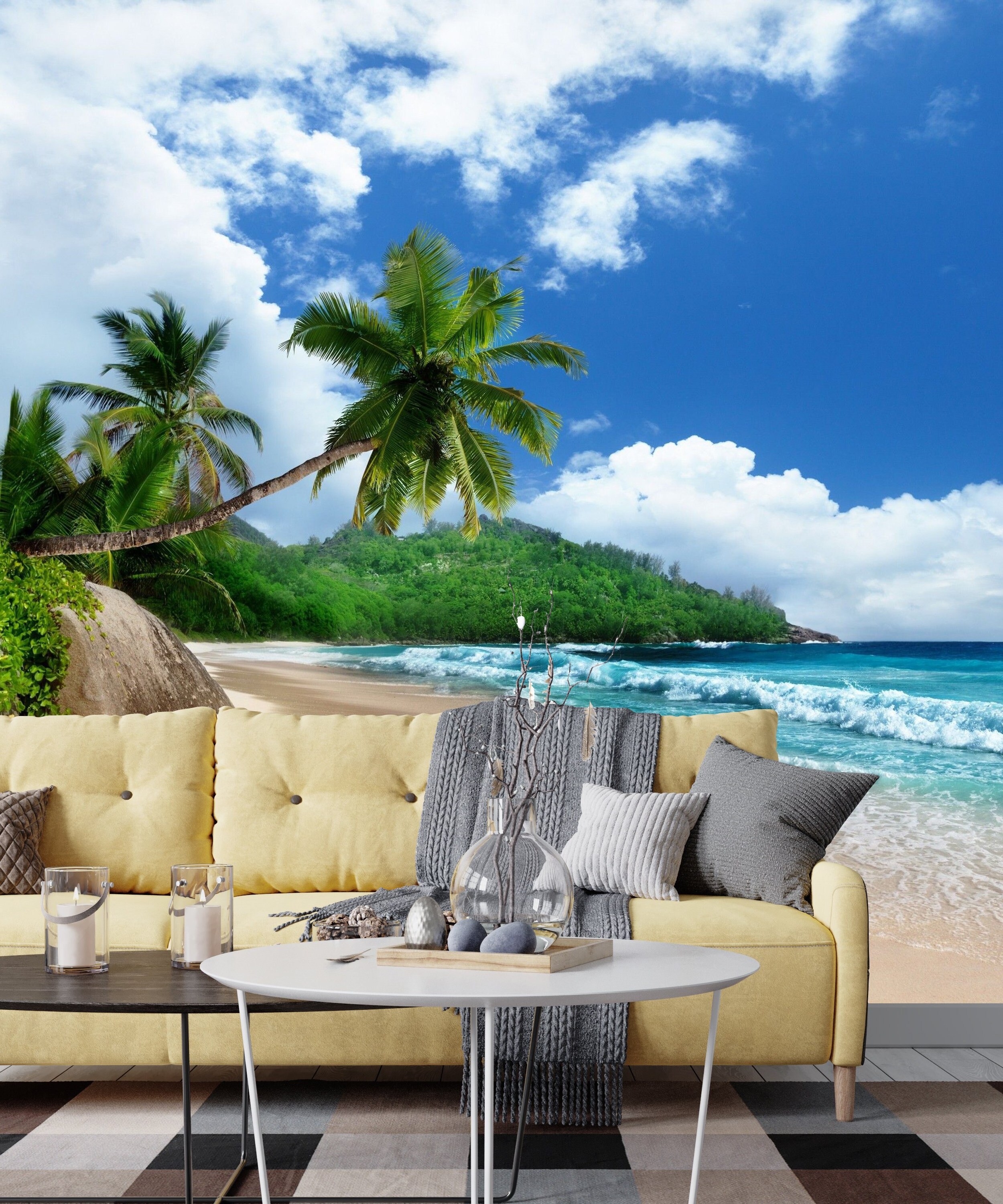 Tropical Beach Wallpaper Sea Ocean Cute Summer Peel And Stick Canvas Removable Self Adhesive Wall Mural