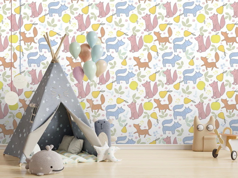 Total Solution for Projects and Kids Wallpaper Kid Room or Nursery Mould-proof Wallpaper With Animal Print Mural