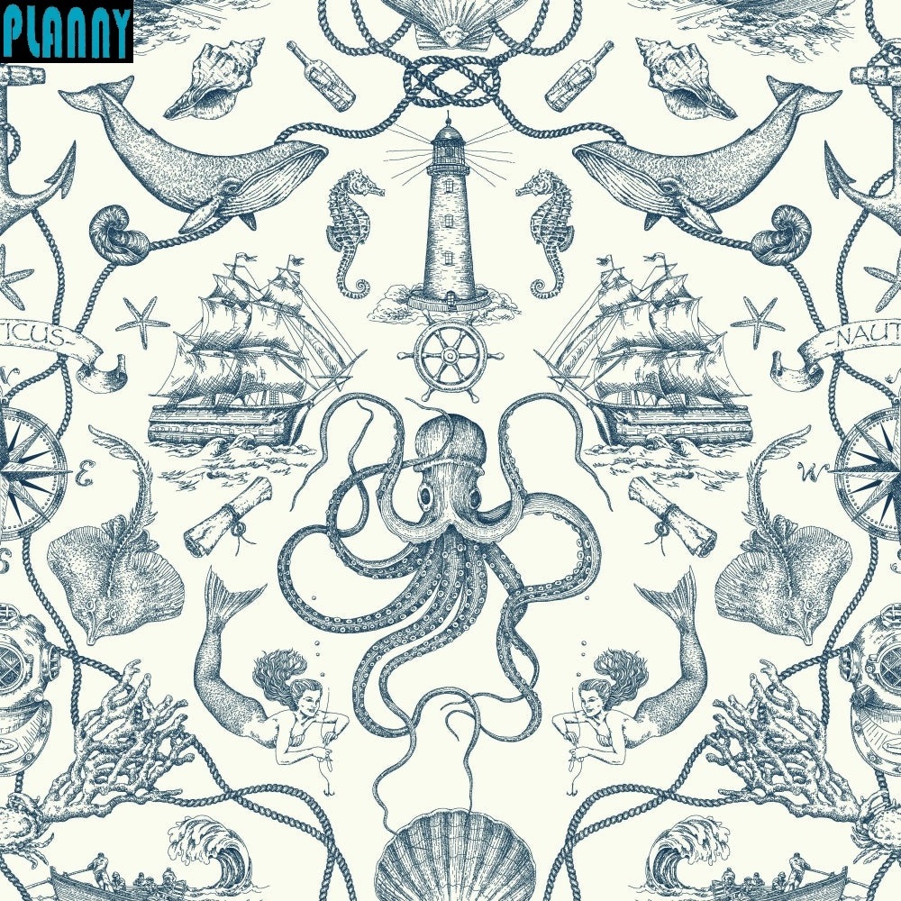 2022 New Design Deep Sea Toile Wallpaper for kid's room customized mural for living room