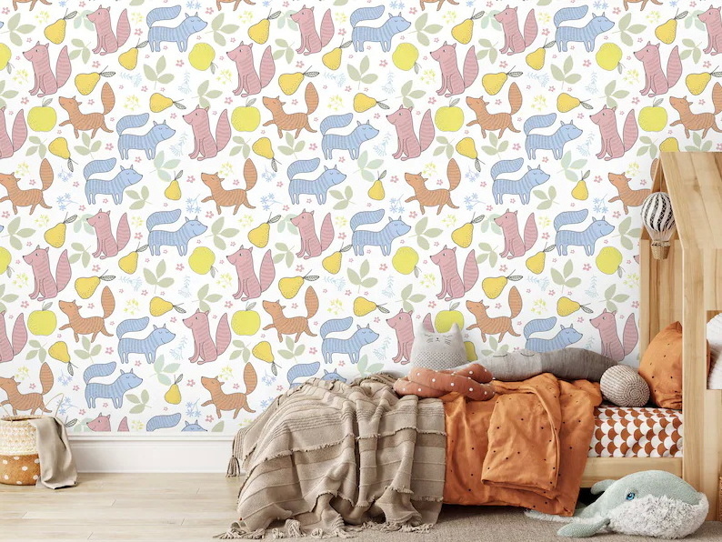 Total Solution for Projects and Kids Wallpaper Kid Room or Nursery Mould-proof Wallpaper With Animal Print Mural