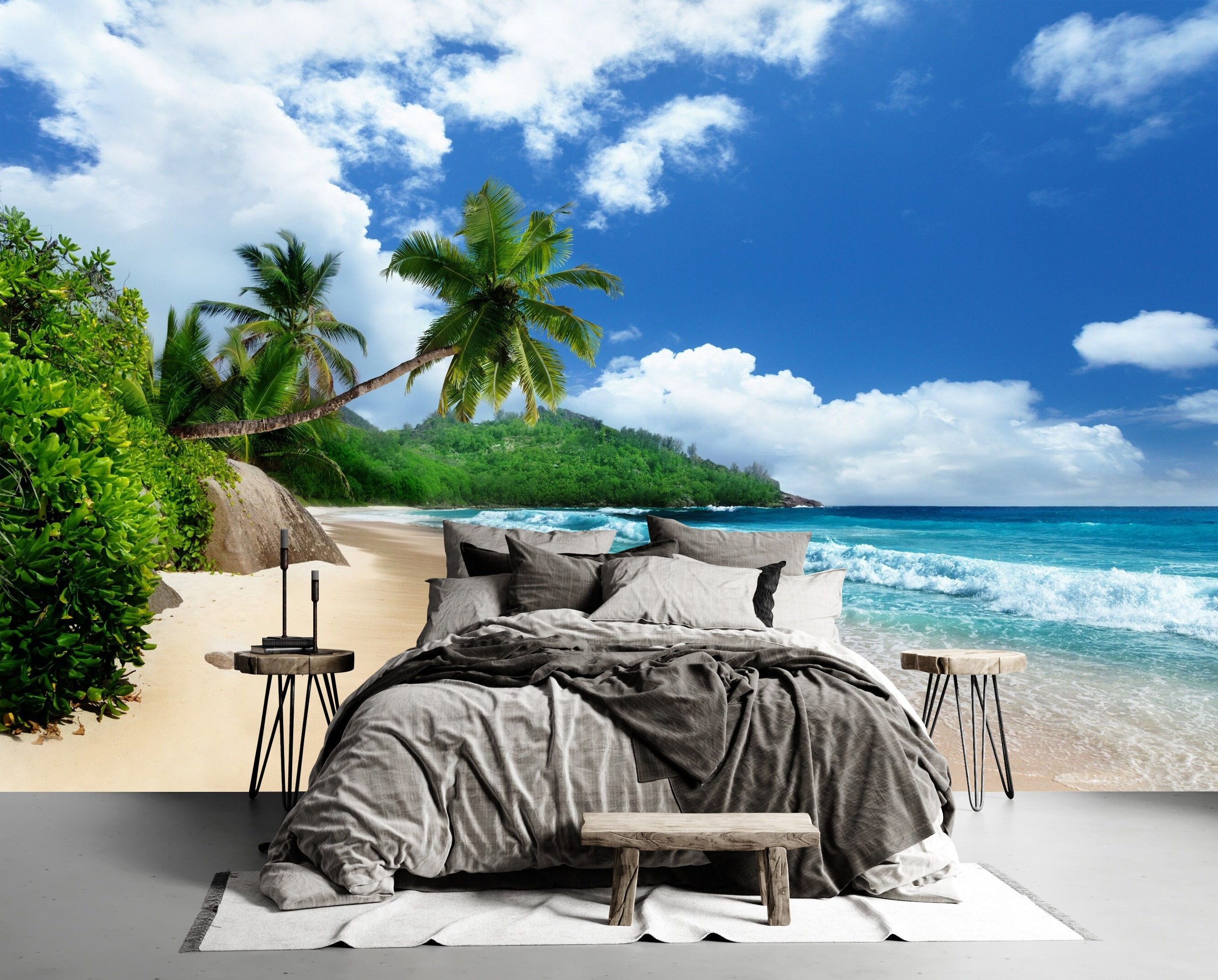 Tropical Beach Wallpaper Sea Ocean Cute Summer Peel And Stick Canvas Removable Self Adhesive Wall Mural