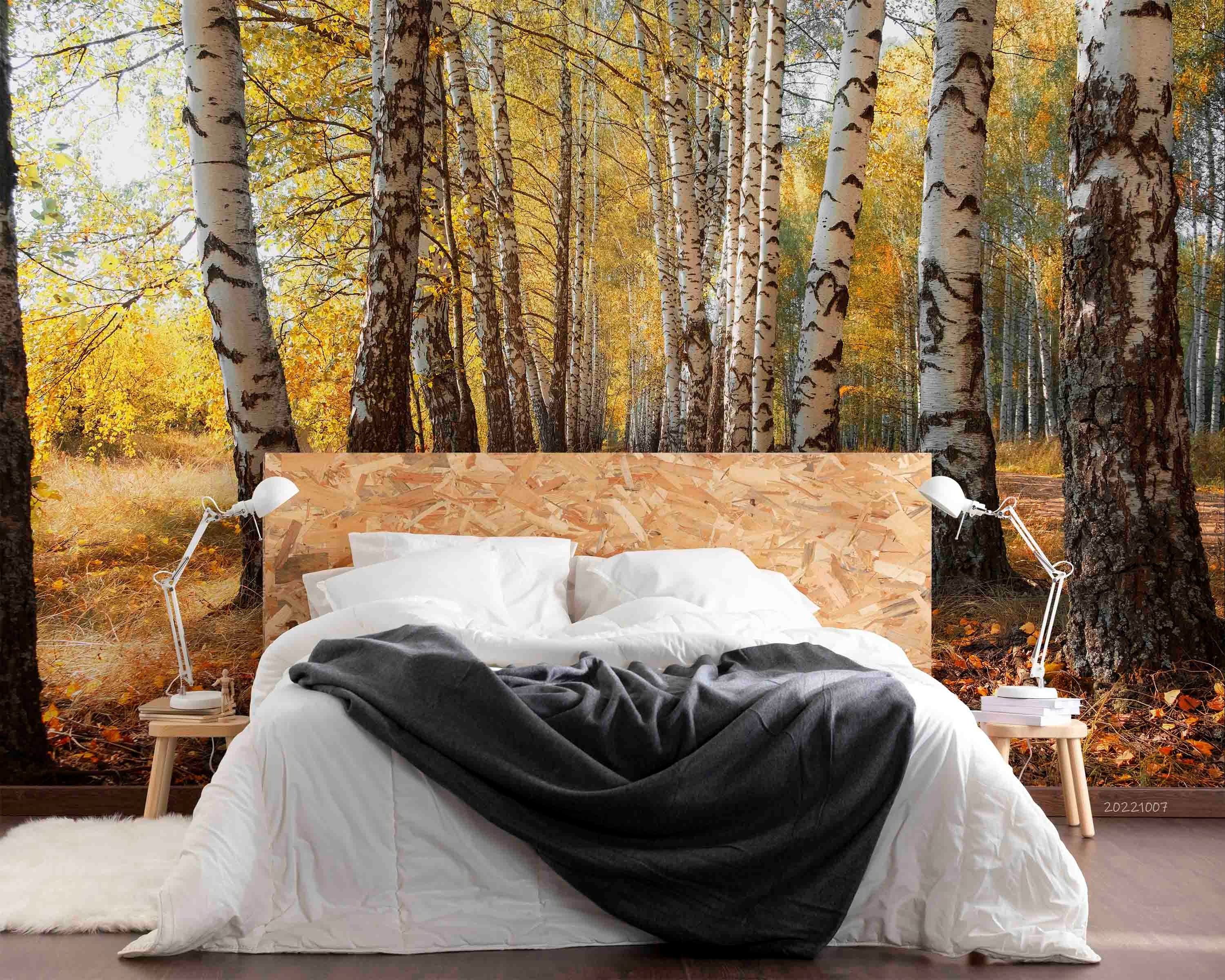 Autumn Birch Forest 3D Peel and Stick Removable Kids Mural Self-adhesive Wallcovering Bedroom Wallpaper wall covering