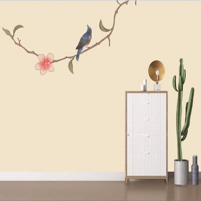 2024 New Design Chinese style tree and birds mural Beautiful wallpaper for Living room