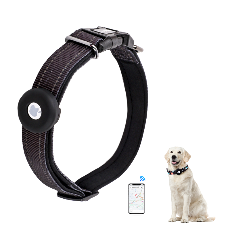 2024 air tag pet dog collar holder for apple airtag custom design waterproof silicone case cat dog collar with air tag holder