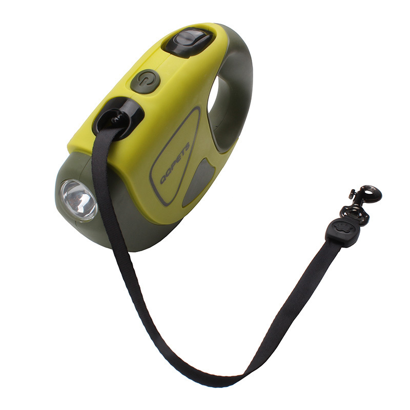 Easy retractable flashlight dog leash with stock in guangzhou pet supplies