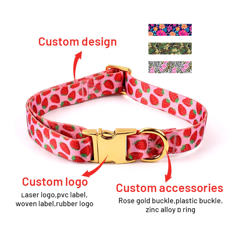 2024 Popular Luxury Designer Custom Dog Collar Metal Buckle Hardware Personalized Sublimation Gold Pet Dog Collar Manufacturer